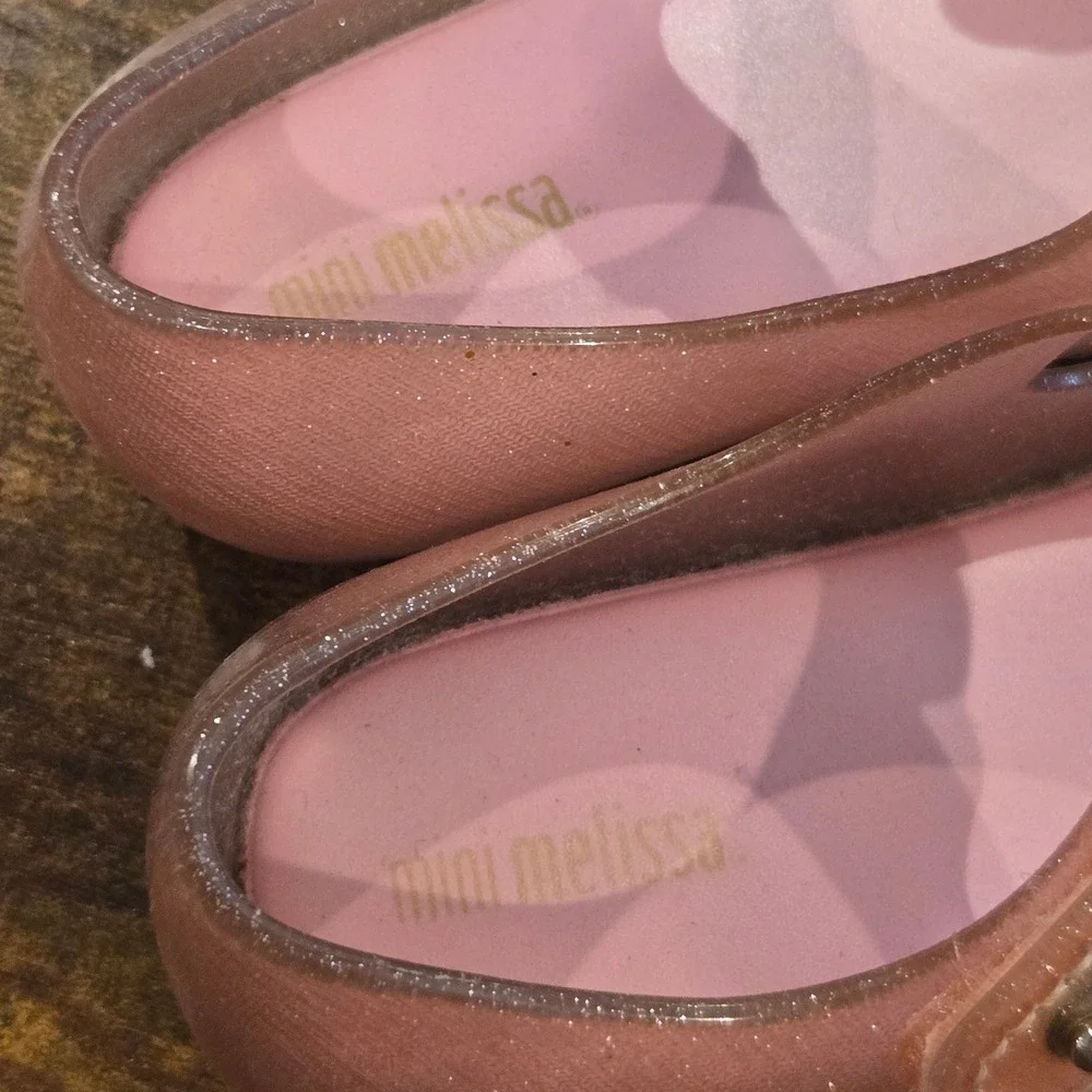 Mini Melissa Ultragirl Butterfly Rose Gold Glitter Jelly Shoes Flats Kids 10c